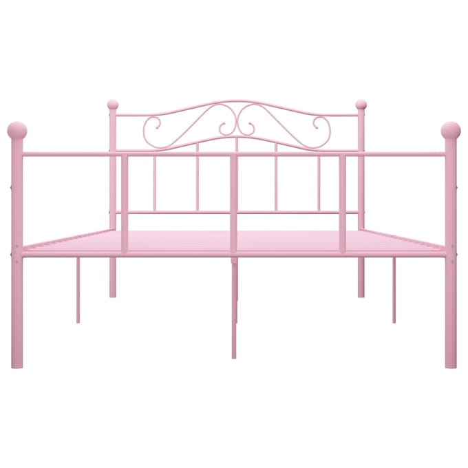 vidaXL - Bedframe - metaal - roze - 160x200 - cm
