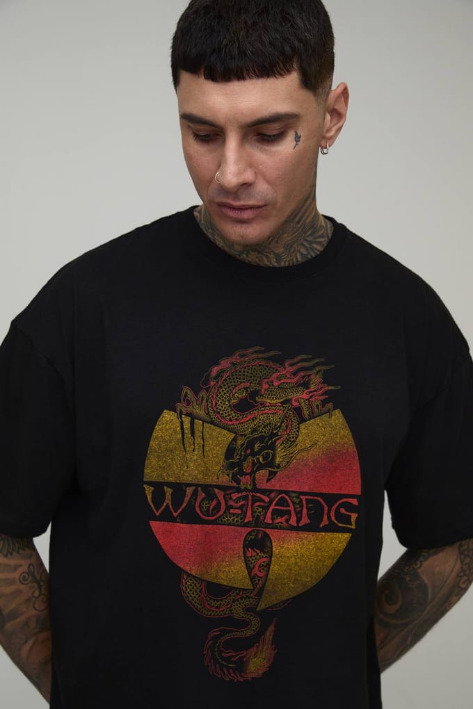 Lang Wu-tang Dragon Oversized Gelicentieerde Print T-shirt | Black | Size Medium