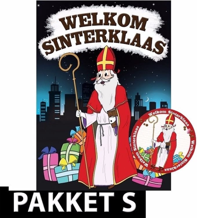 Sinterklaas versiering - Deurposter A1 formaat - met 50x stuks onderzetters in thema Sinterklaas