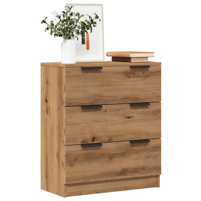 vidaXL - Dressoir - 60x30x70 - cm - bewerkt - hout - artisan - eikenkleurig