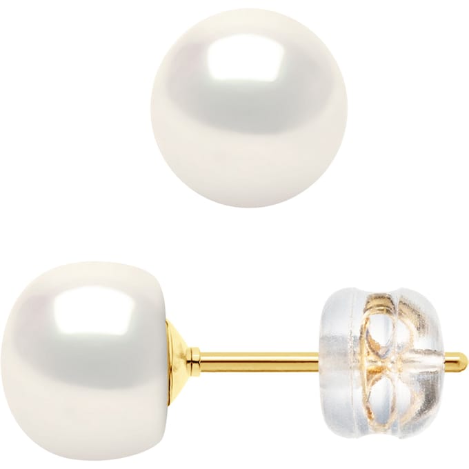 Oorbellen Studs Gekweekte parels 6-7mm White Natural Yellow Gold Captive