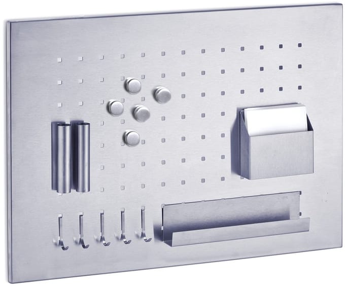 Memoboard, roestvrij staal, zilver, 50 x 35 x 1,5 cm, 11125