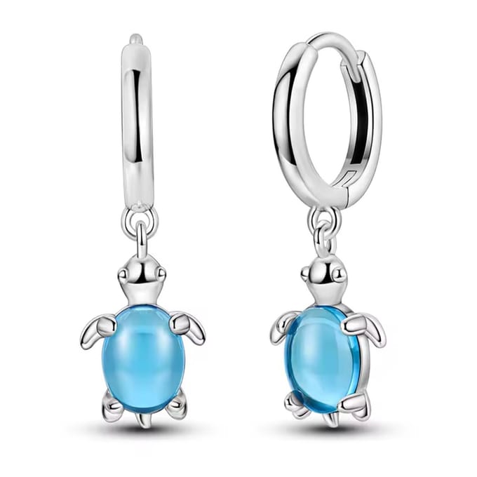 Oorbellen schildpad - blauw - meisje - tiener-