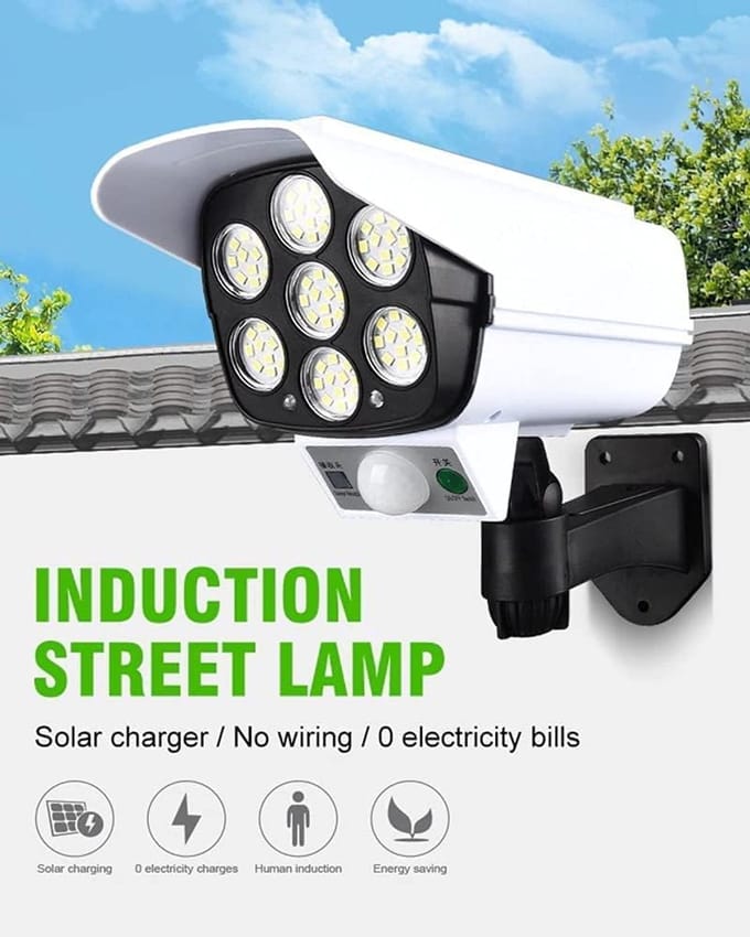 Beveiligingscamera met Solar - Dummy camera Schijncamera - Huisbeveiliging - 77 LED Spots - 9 meter sensor - Zwart