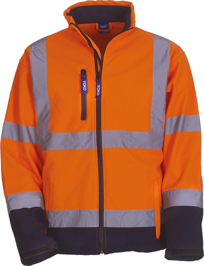 Yoko Signalisatie jack van softshell YHVK09 - Hi Vis Orange / Navy - S