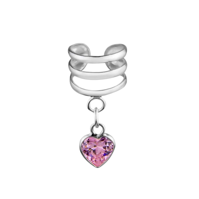 Zilveren ear cuff - hartje hanger - WeLoveSilver - 37x26x3 mm