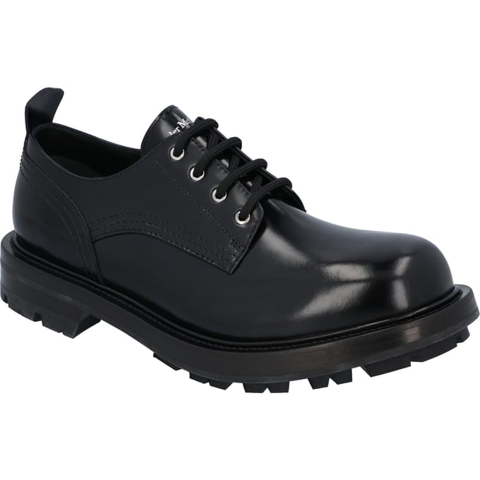 Alexander McQueen Geribbelde Zool Veterschoen 'Zwart'