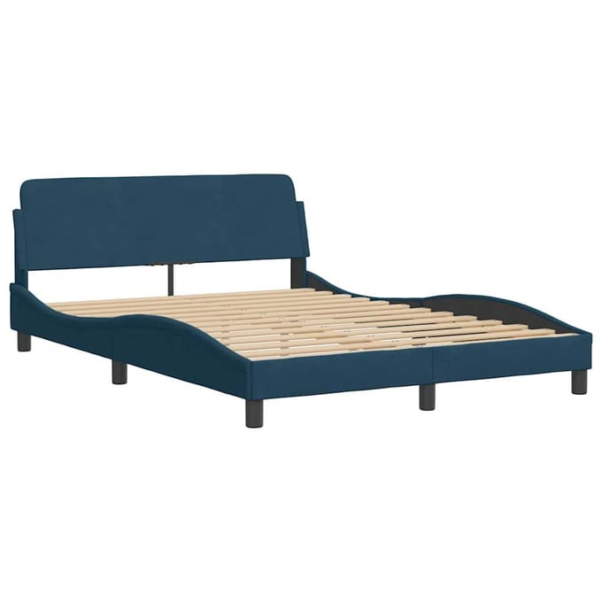 vidaXL - Bedframe - met - hoofdeinde - "Dover" - fluweel - blauw - 120x200 - cm