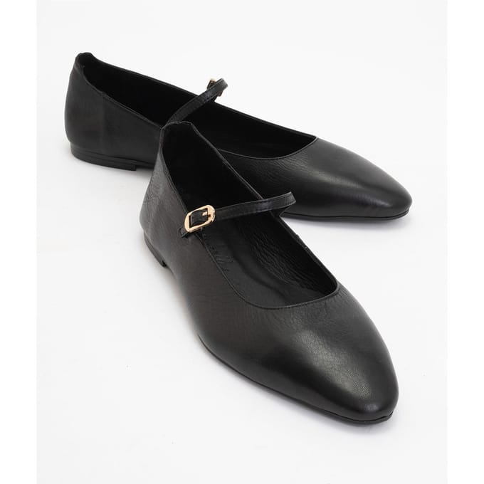 Lara Leren Mary Jane Platte Schoenen