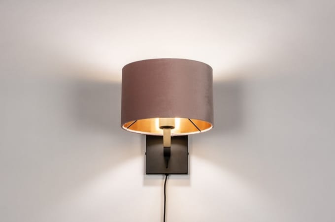 Lumidora Wandlamp 30901 - Voor binnen - SIENA - E27 - Zwart - Roze - Koper - Metaal