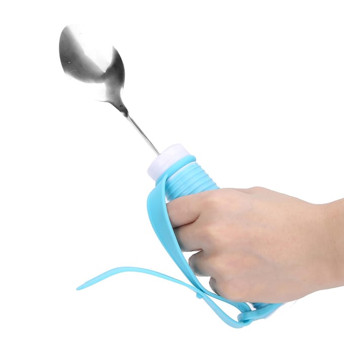 Vaisselle auxiliaire pour personnes âgées, aide à l'alimentation pour personnes handicapées, cuillère à manger flexible et antidérapante blue