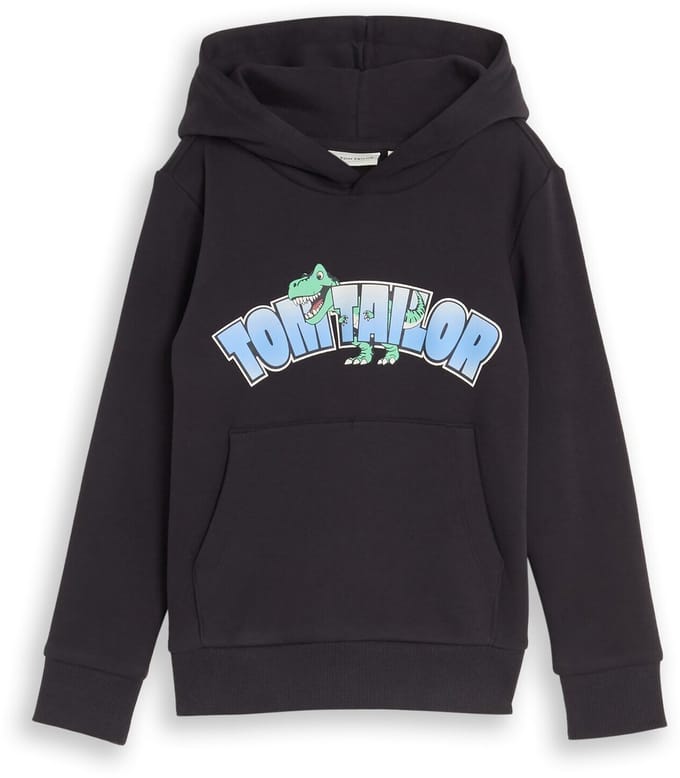 Tom Tailor - Hoodie met logo-opdruk - Maat 92/98 - coal grey