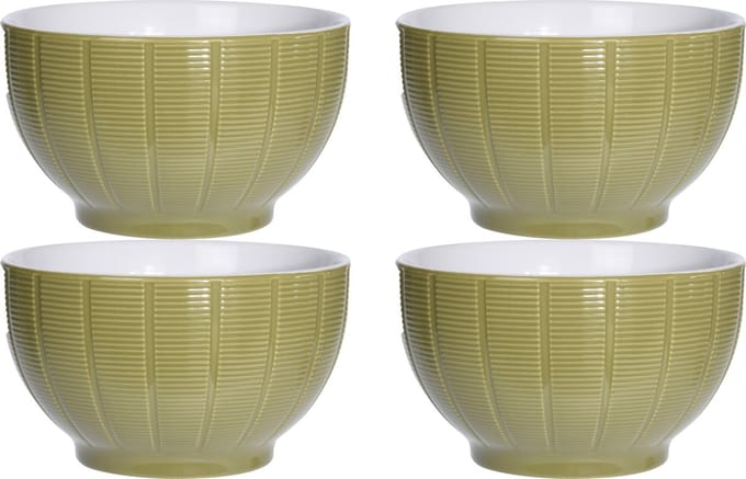 Excellent Houseware Soepkommen/serveer schaaltjes - 4x - Venice - keramiek - D14 x H8 cm - groen