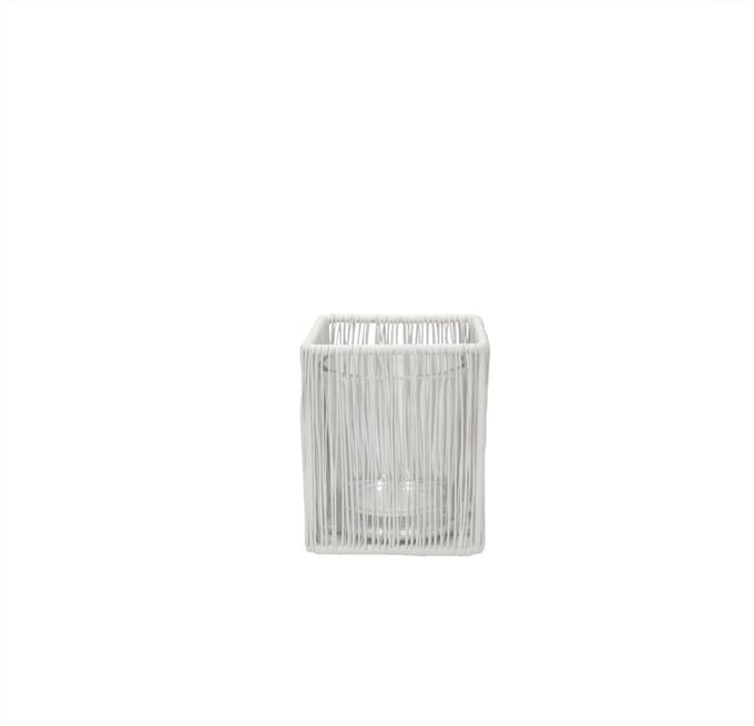 LEEFF - Theelichthouder TIMON rechthoek - wit - 8 x 8 x 10 cm