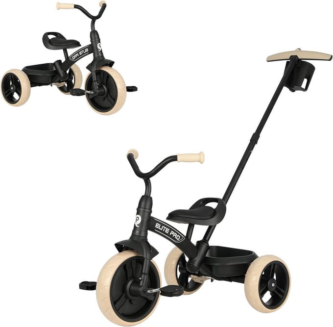 Loopfiets en Driewielfiets 2-in-1 voor Peuters en Kleuters (2-6 jaar) met Duwstang