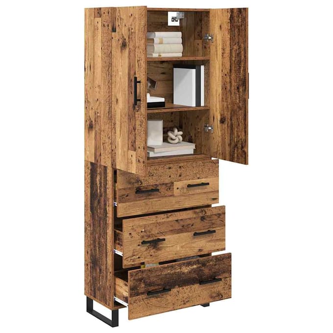 vidaXL - Highboard - 2 - st - Oud - Hout - 69,5 - x - 34 - x - 180 - cm