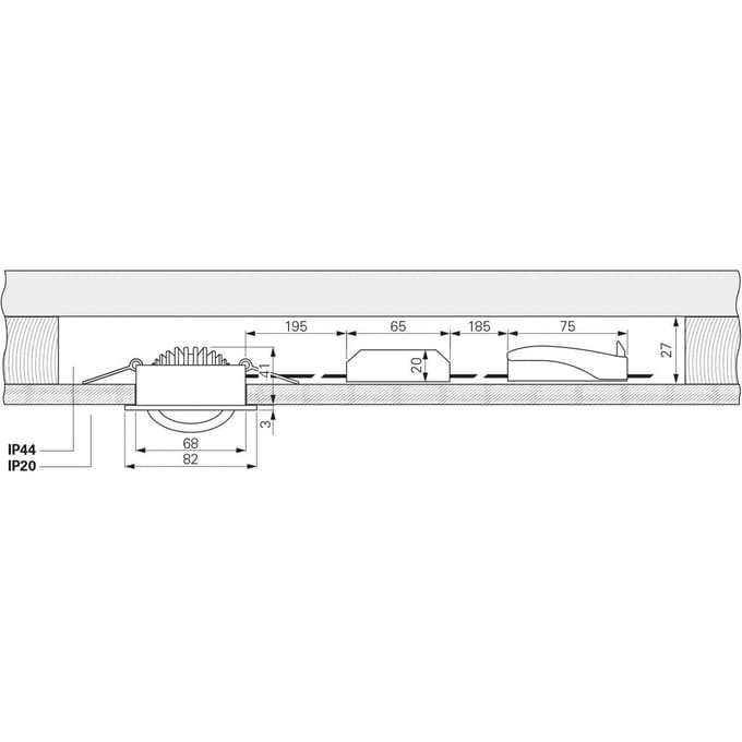 Deko-Light Plafond inbouwlamp Dione, IP44, nikkel, dimbaar tot warm
