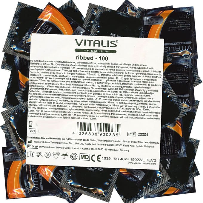Vitalis 100 Premium Ribbed condooms met ribbels - gevoelsechte gestructureerde