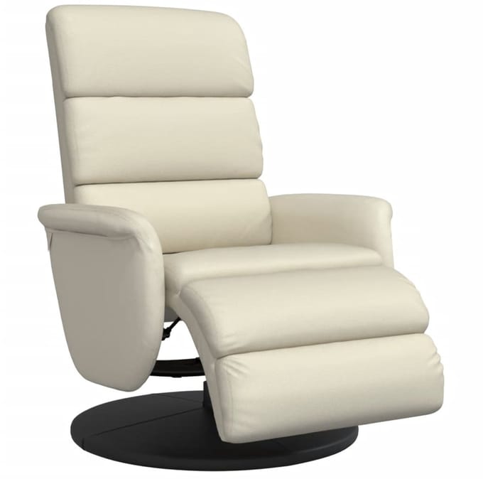 vidaXL - Fauteuil - verstelbaar - met - voetensteun - kunstleer - crèmekleurig