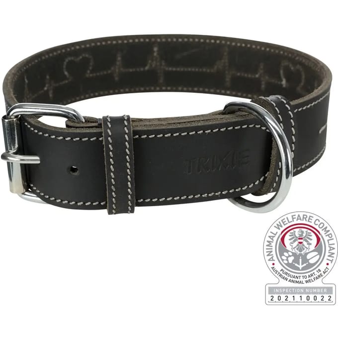 Halsband in gewaxt en distressed lederen hartslag Trixie