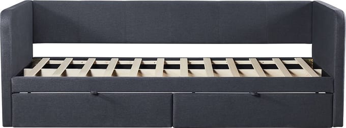 Interiax Liam Bed - Grijs Stof - 90x200cm - 2 schuiven