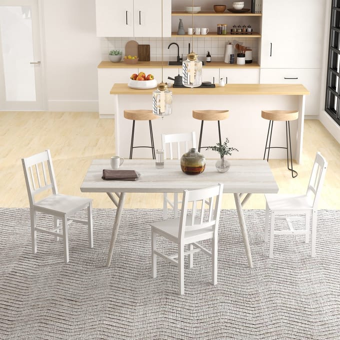 REDOM - Eetkamerstoelen Set Van 4 - Met Rugleuning - Modern - Keuken En Eethoek - Hout - Wit - 41 × 46,5 × 85,5 cm