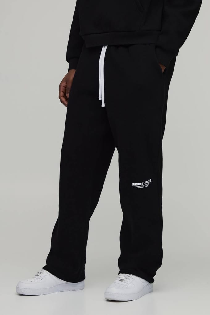 Straight Fit Printed Jogger | Black | Size Small
