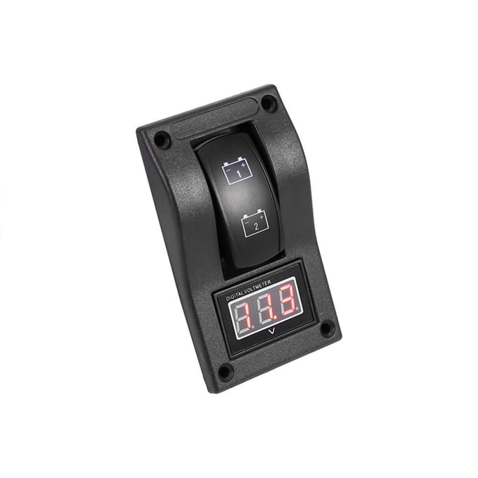12V DC Marine Boot Voltmeter LED Dubbele Batterij Testpaneel Tuimelschakelaar Aan UIT aan black