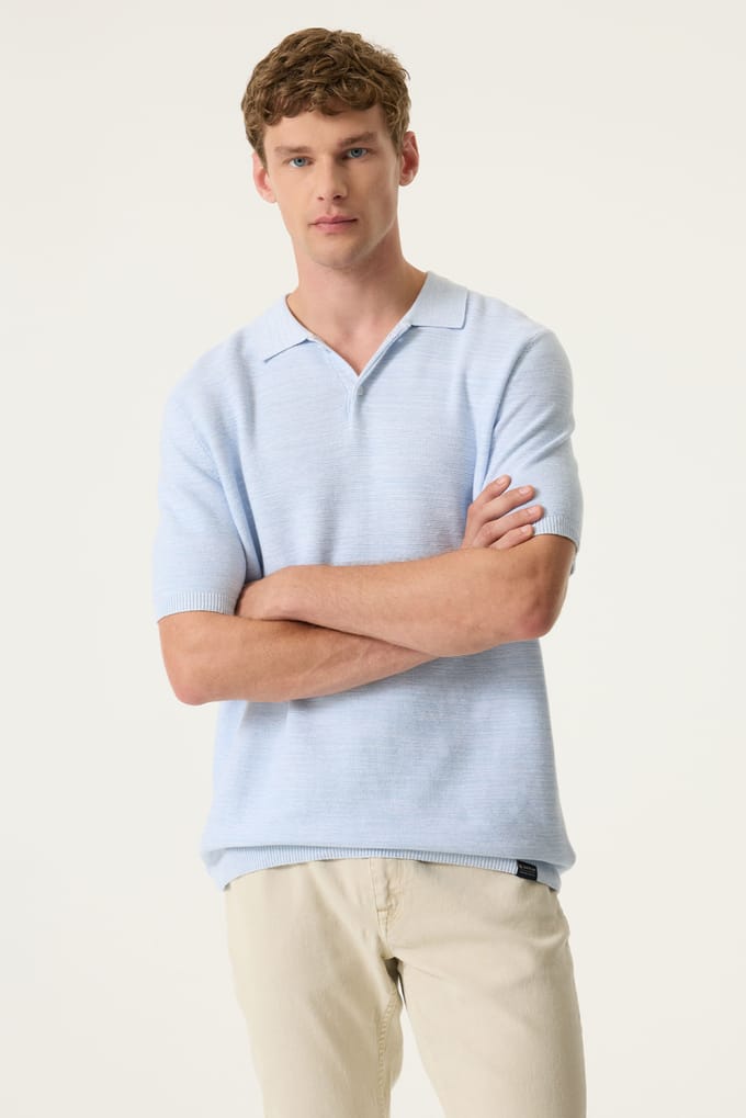 GARCIA Heren Effen Polo Blauw Korte mouw