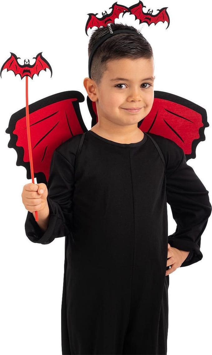 Carnival Toys Verkleedaccessoires Vleermuis Junior Rood 3-delig