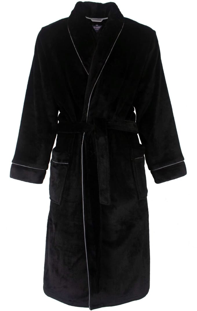 Paul Hopkins Heren Badjas - Fleece - Zwart - Maat L