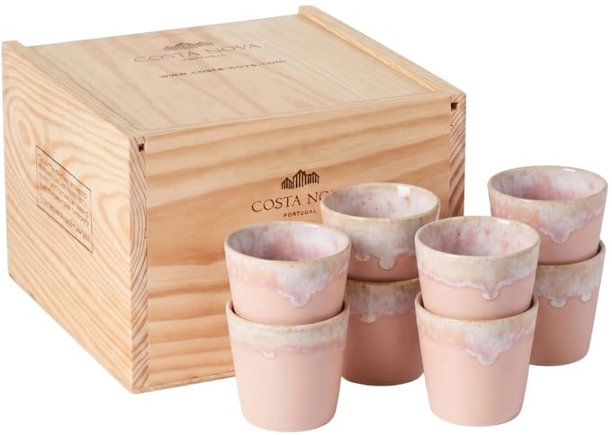 Costa Nova Koffiekopjes Grespresso Soft Pink 190 ml - 8 stuks - Gift box