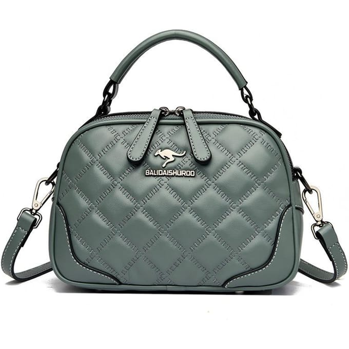 Modieuze Diamantvormige Dameshandtas Dubbele Rits Effen Kleur Retro Schoudertas voor Dames gray