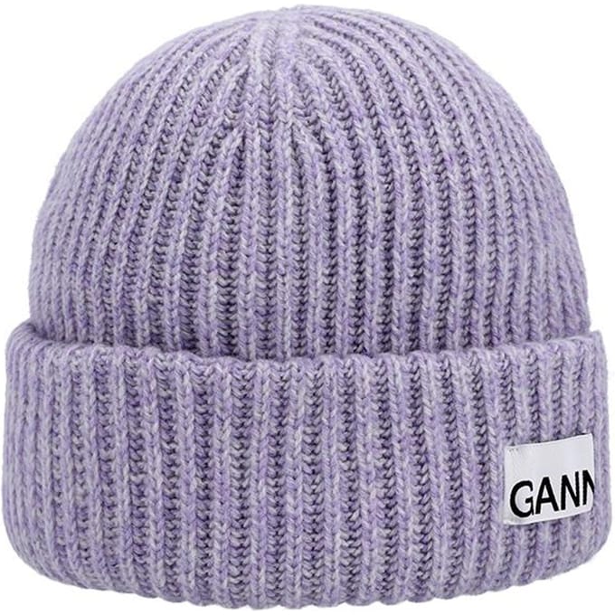Ganni A6439 233 Logo Patch Gestructureerde Beanie A6439 233 gray