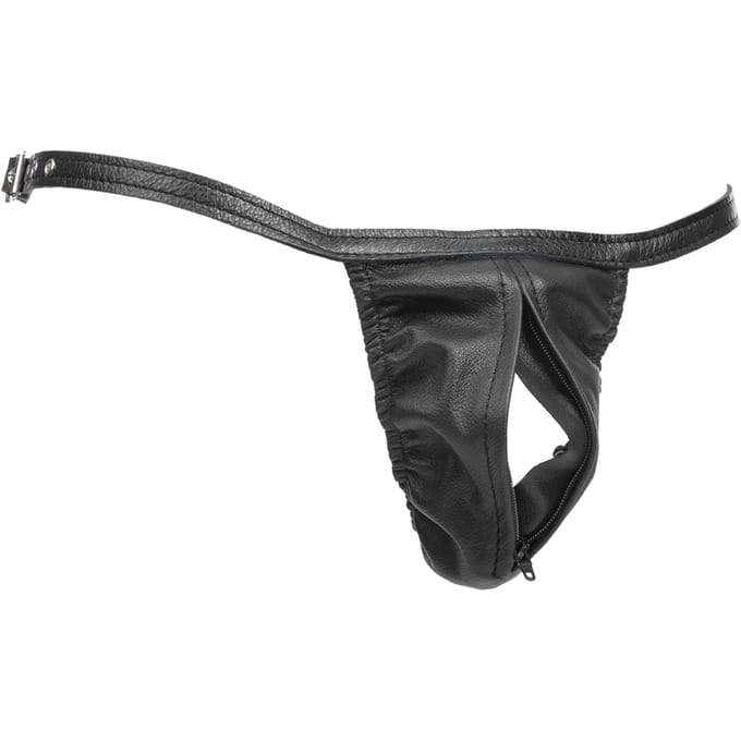 Leder-string met ritssluiting
