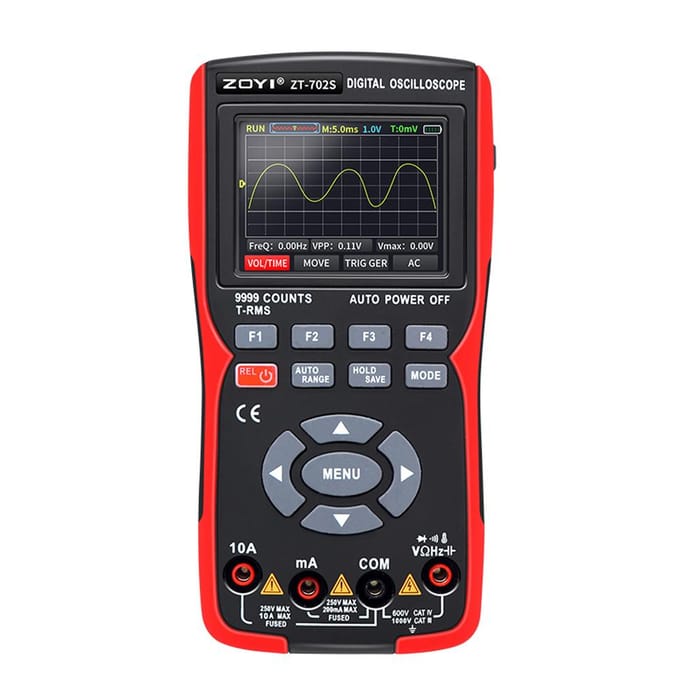 2in1 Digitale Oscilloscoop Multimeter 48MSa/s Bemonsteringssnelheid 10Mhz Bandbreedte 9999 Counts True RMS veelkleurig