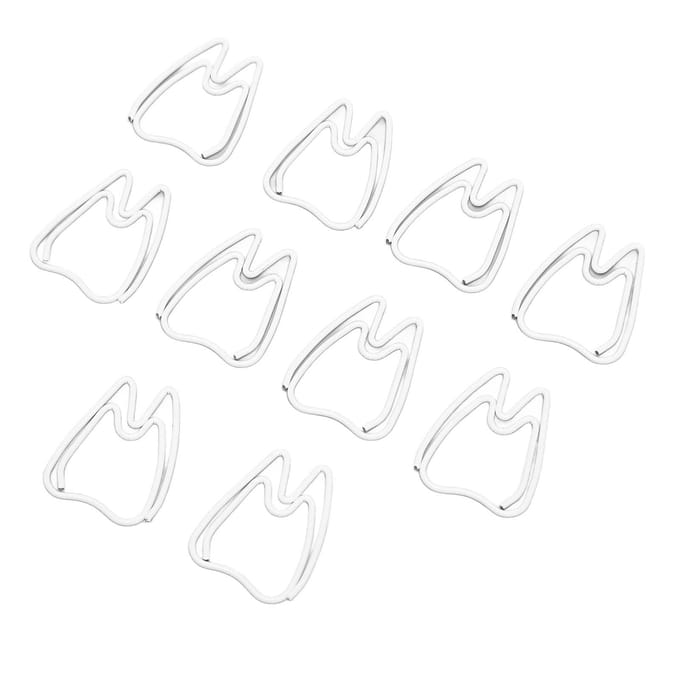 100 stuks Paperclips Leuke Tanden Vorm Roestvrij Elektroplated Metaal Kleine Paperclips voor Kantoor white