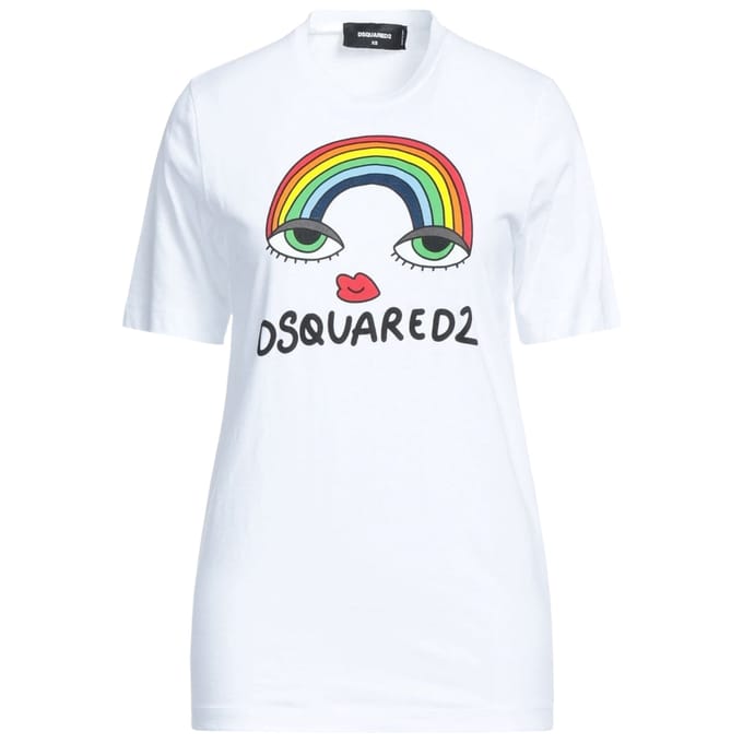 Dsquared2 Regenboog Grafisch Wit T-shirt
