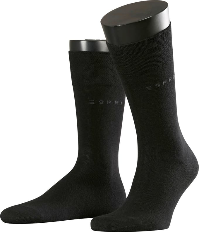 Esprit Basic Easy 2-Pack drukvrije comfort tailleband katoen multipack sokken heren zwart - maat 47-50