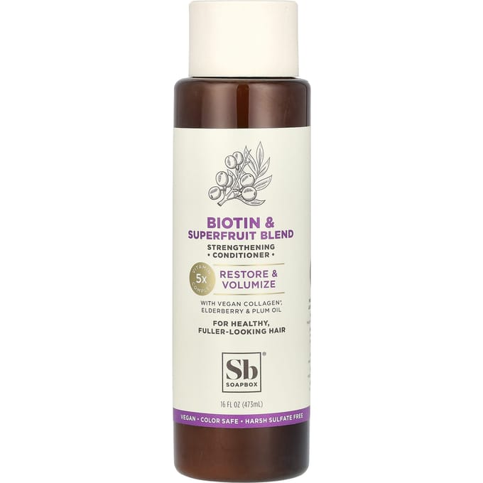 Soapbox, versterkende conditioner, biotine & superfruitmix, 16 fl oz (473 ml) white