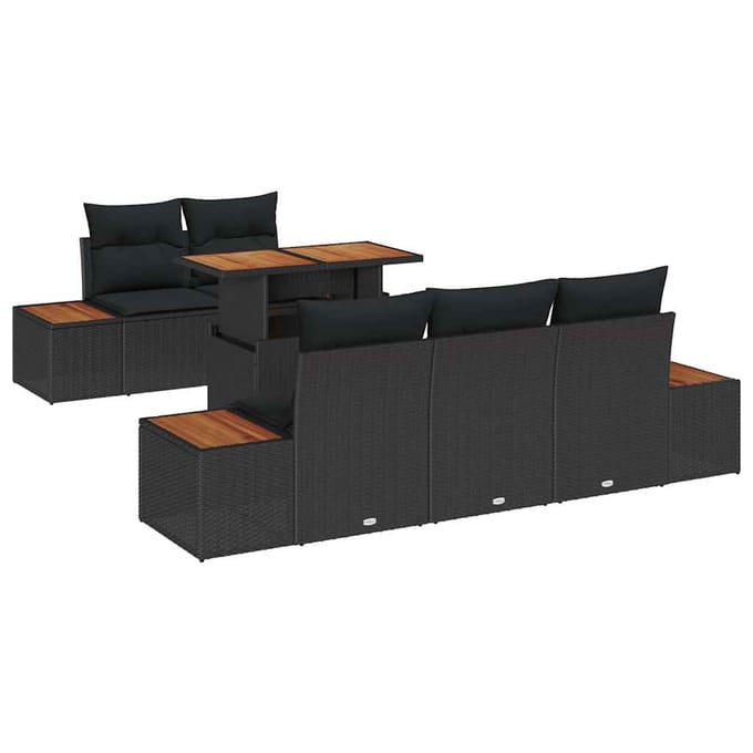 vidaXL - Tuinbank - Set - 6 - st - Zwart - 100 - x - 55 - x - 73 - cm