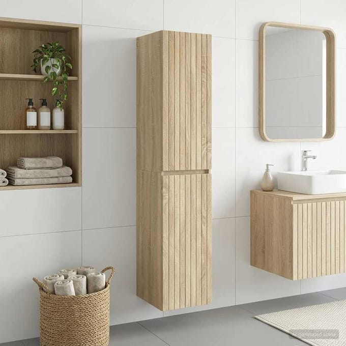 vidaXL - Wandgemonteerde - Badkamerkast - Sonoma - Eiken - 33 - x - 34,5 - x - 160 - cm