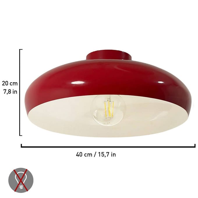 ROYALTECH Olli plafondlamp, Ø 40 cm, rood/wit, metaal, E27