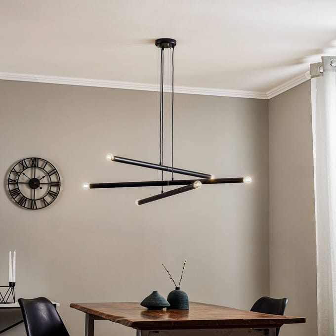 ALDEX Hanglamp Tubo, zwart, 6-lamps