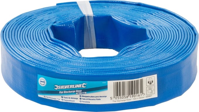 Platte slang - 25 mm x 10 m voor dompelpomp Silverline