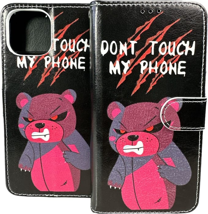 Portemonnee Book Case Hoesje Geschikt voor: iPhone 14 Plus - Don't Touch My Phone Print
