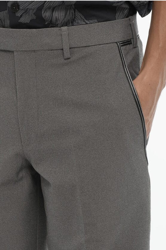 Regular Fit Slim Fit Broek met Riemlussen in Grijs