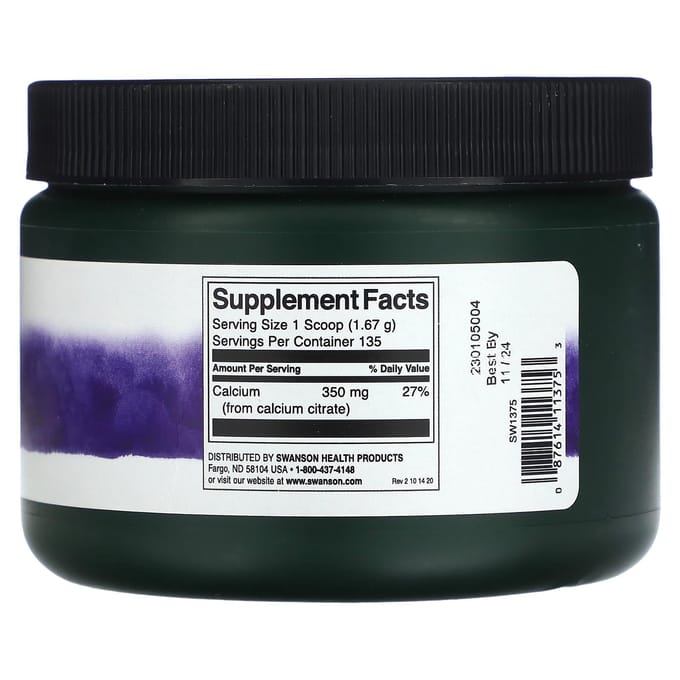 100% Puur Calciumcitraat Poeder, Ongezoet, 227G(8oz)