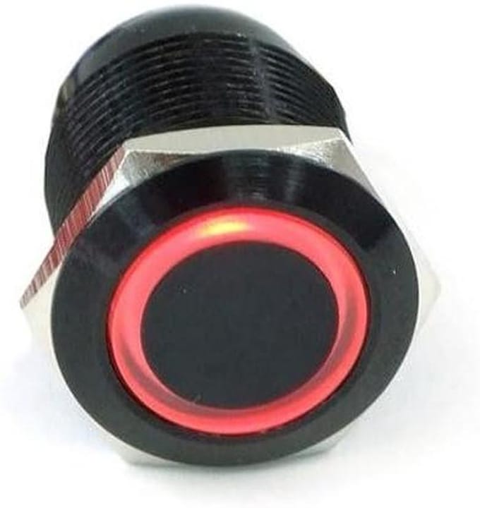 Drukknop Vandalisme - Belknop Verlichting - Computer Modificatie - Verlichte Ring - 19 mm - Rood