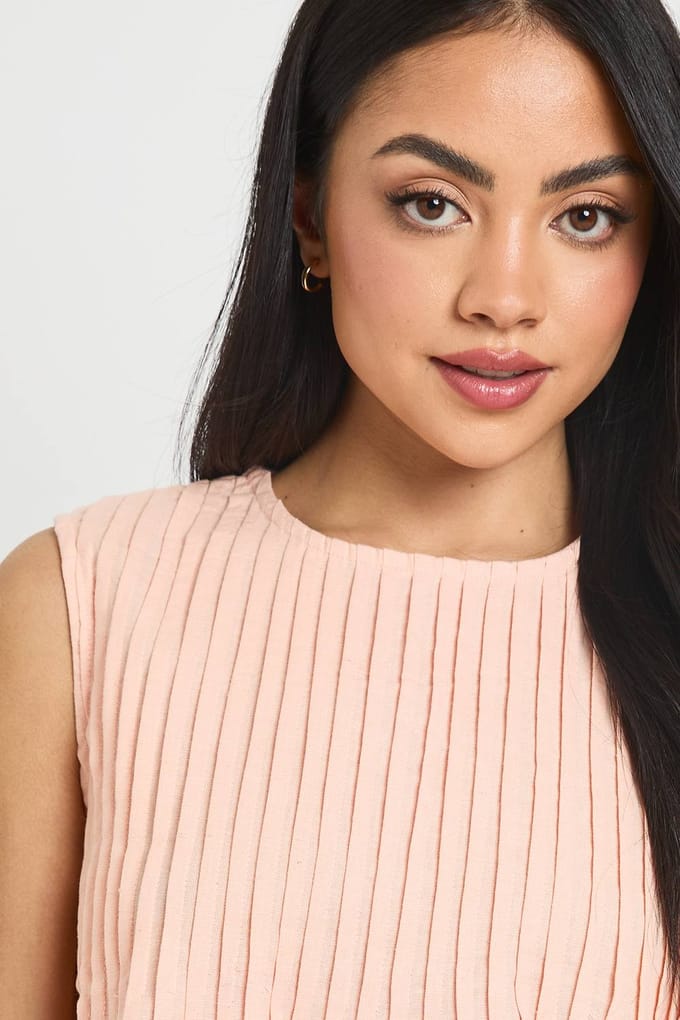boohoo Dames Linnen-look Geplisseerde Top | Abrikoos | Maat: 38
